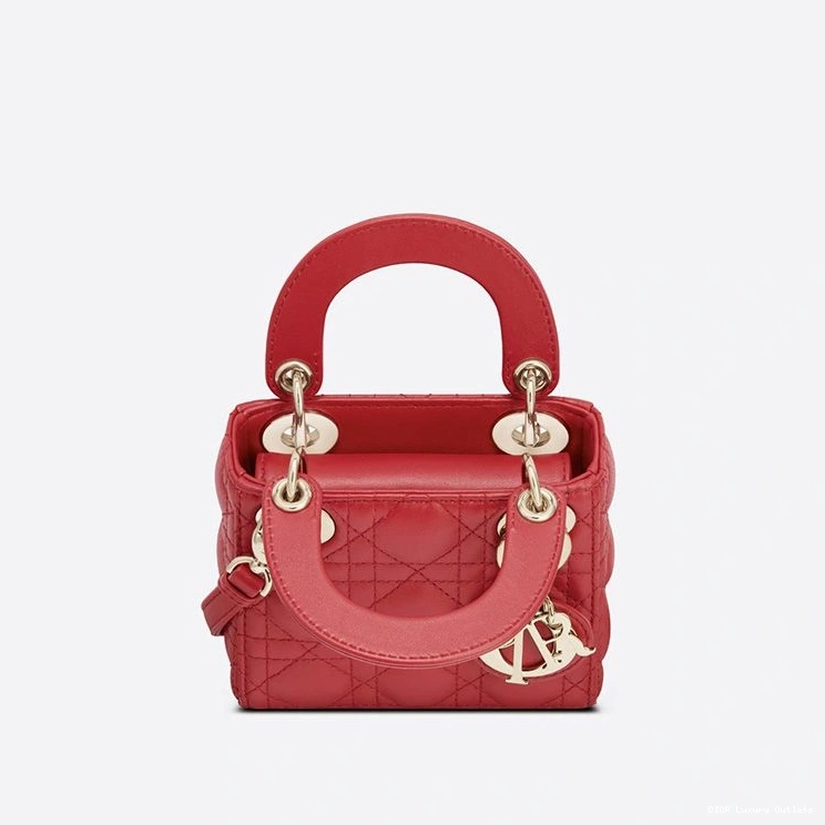 Cheap Dior Lambskin Bag Cannage Lady Red Micro 0728 Luxury